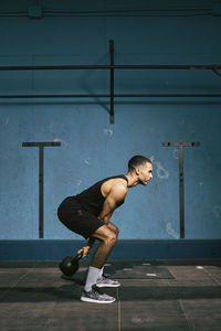 African american male athlete exercising in the gym