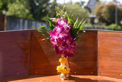 Close-up of flower vase on table