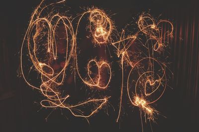 Firework display at night