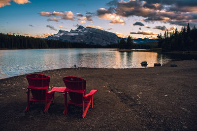 Scenic view of lake against sky