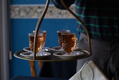 Tea served in cups in armenian restaurant