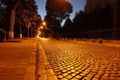View of illuminated city at night