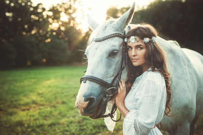 Close-up of horse in park