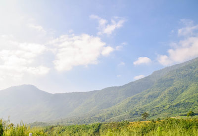 Scenic view of mountains against sky