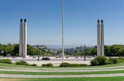 Scenic view of park against clear sky