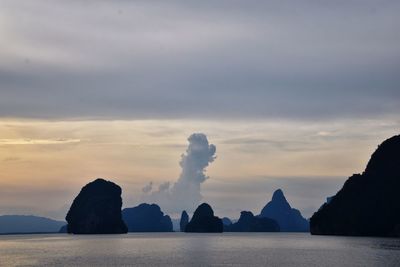 Panoramic view of sea against sky during sunset