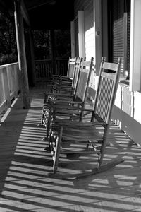 Empty chairs in porch