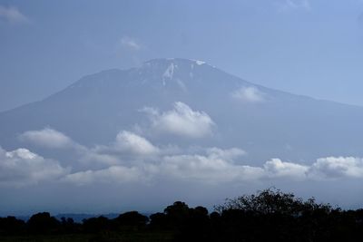 Scenic view of silhouette mountain against sky