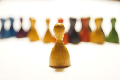 Close-up of toys against white background