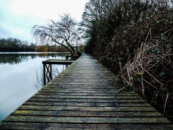 Wooden pier on lake