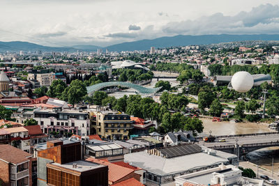 High angle view of townscape against sky