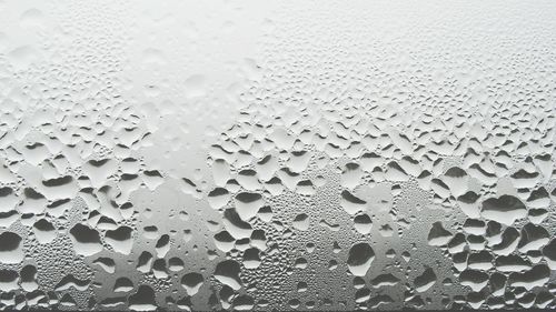 Close-up of water drops on window during rain