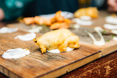 Close-up of food in plate on table