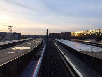 Railroad track at sunset