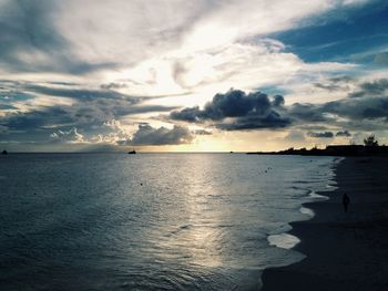 Scenic view of sea against cloudy sky