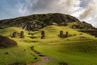 A photo depicting the famous moai of rapa nui aka easter island