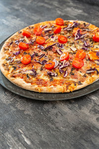 Close-up of pizza on table