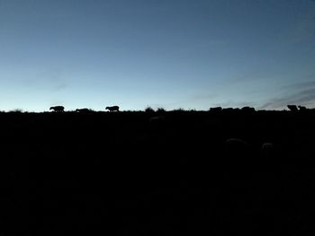 Silhouette people on field against clear sky