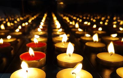 Close-up of illuminated candles