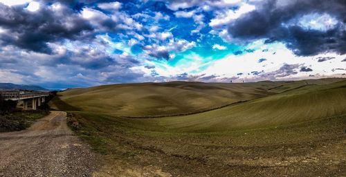 Panoramic view of desert against sky