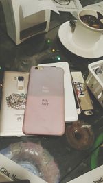 Telephone booth on table