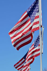 American flags blowing in wind