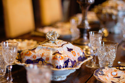 Close-up of wine glass on table