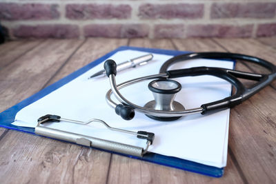 High angle view of eyeglasses on table