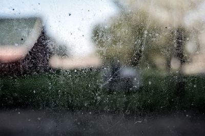 Close-up of water drops on glass