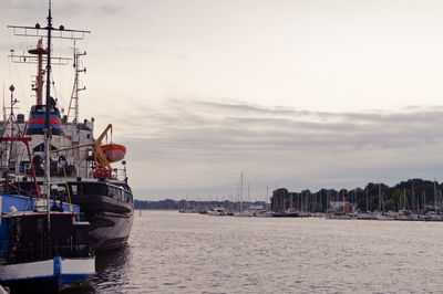 Ship in sea against sky