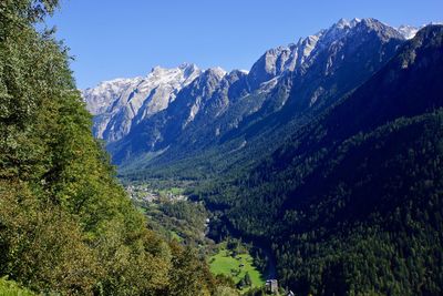 Scenic view of mountains against clear sky