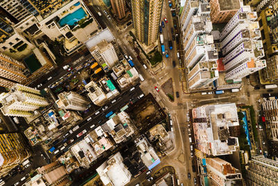 High angle view of buildings in city