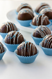 Close-up of cupcakes on table