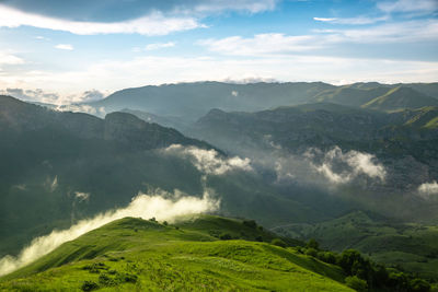 Scenic view of mountains against sky