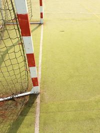 Gate for small football or handball in small stadium. detail of gate frame . outdoor playground