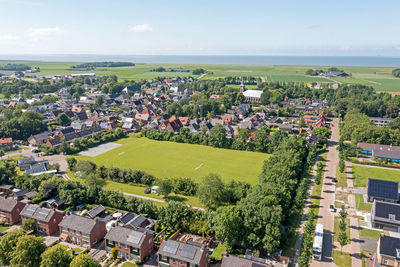 Aerial view on the village ternaard in friesland the netherlands