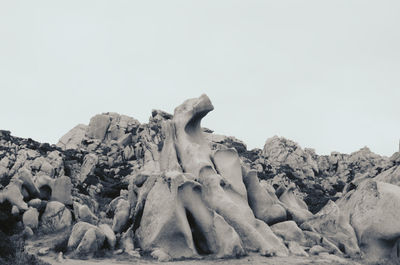 Low angle view of rock formations