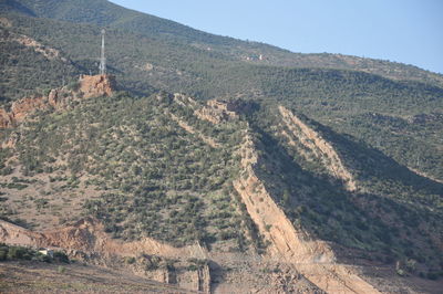 High angle view of land against sky