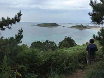 Scenic view of sea against cloudy sky