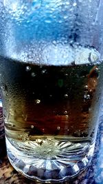 Close-up of beer in glass