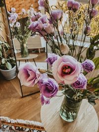 Close-up of rose bouquet on table