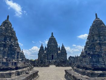Low angle view of prambanan temple against sky