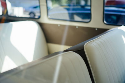 Empty seats of vintage car