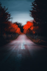 Empty road along trees during autumn