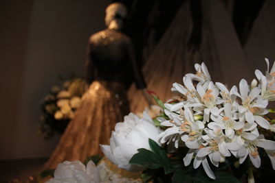 Close-up of white flowers on table