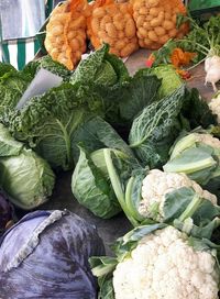 Close-up of fresh vegetables at market stall