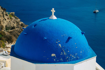 High angle view of a boat in sea