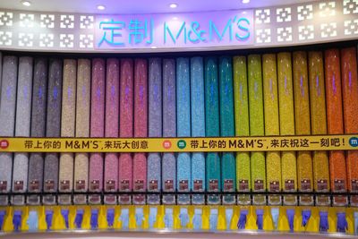 Close-up of text on display at store