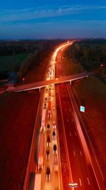 High angle view of traffic on road in city