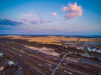 High angle view of cityscape against sky